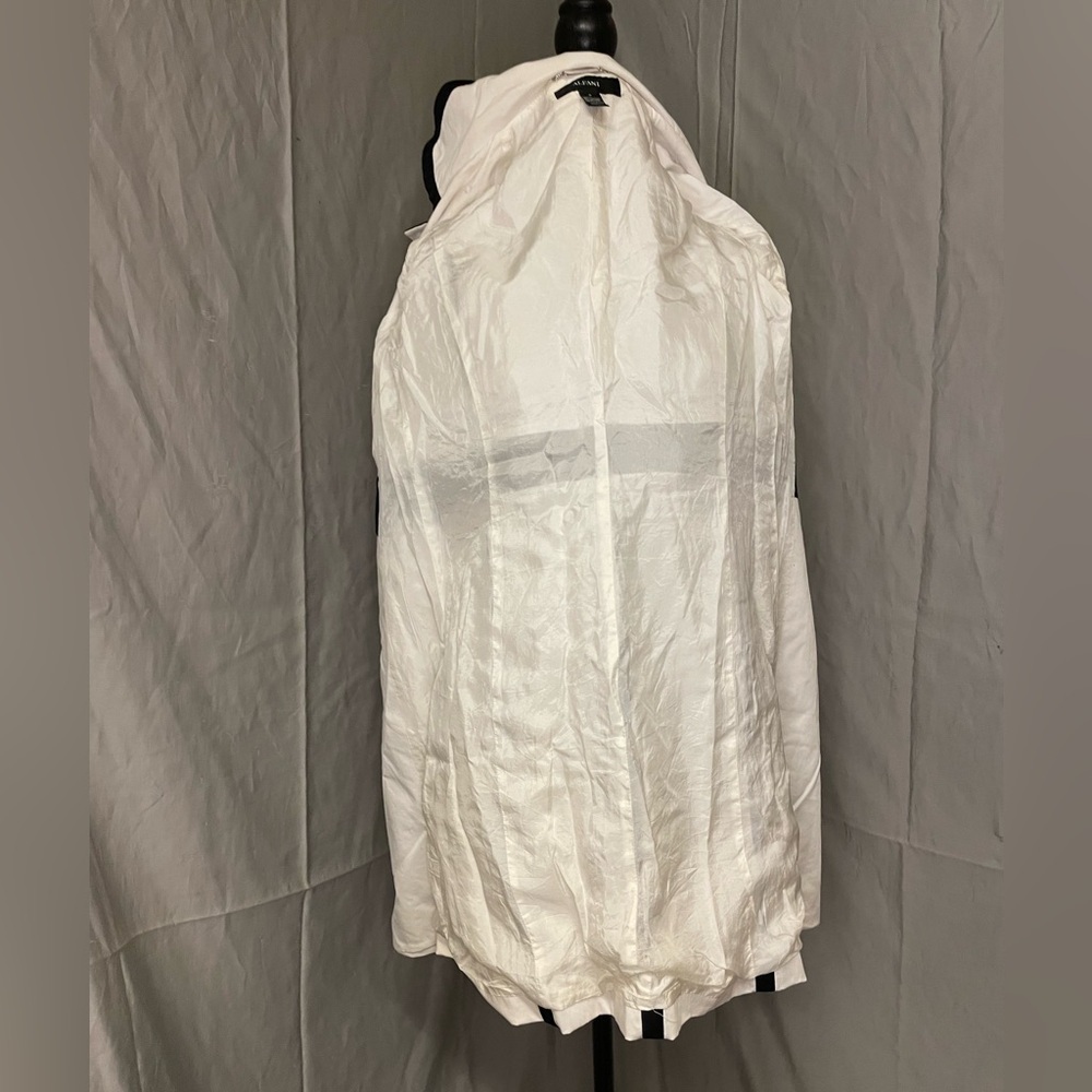 Alfani White Trench Coat with Black Trim - Picture 7 of 10